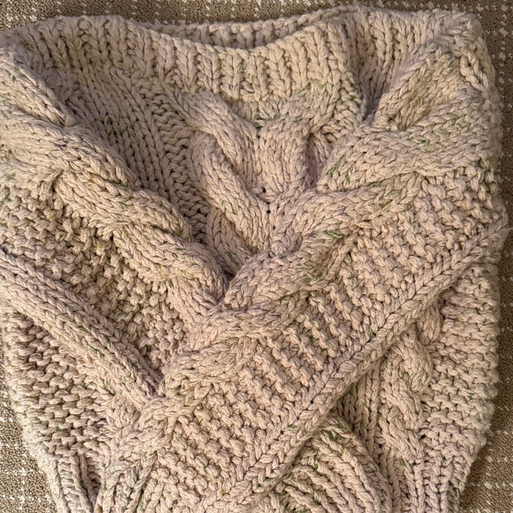 Free People Cable Knit Sweater/Cozy Cabin Jumper - Toast Combo - Picture 5 of 6